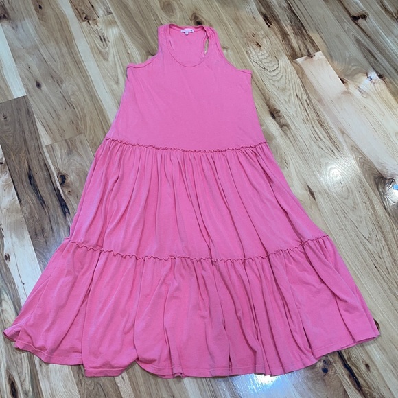 SUNDRY pink tiered Racerback tank maxi dress Sz medium lined anthropologie - Picture 2 of 8